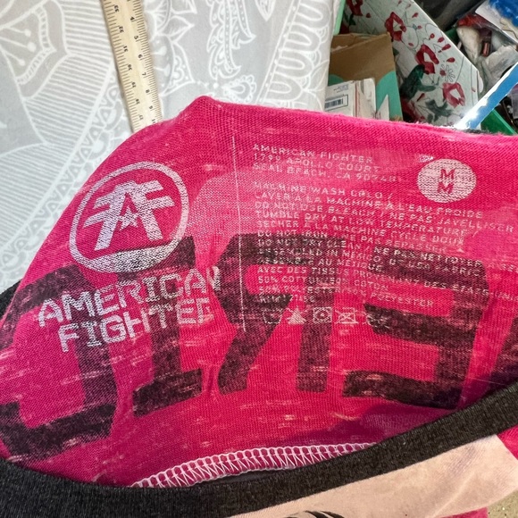 COPY - AMERICAN FIGHTER M MEDIUM T SHIRT BLACK WHITE HOT PINK 781 - Picture 14 of 15